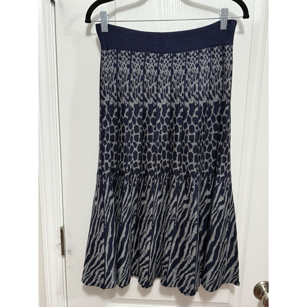 NWT Project By Kikit Womens M Animal Print Knit Midi Skirt Elastic Waist Preppy - Picture 15 of 15